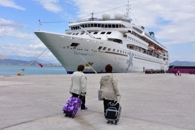 tourists in piraeus port